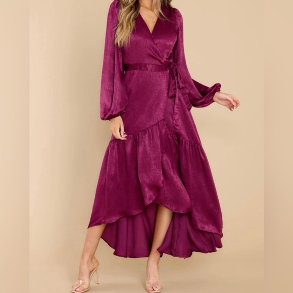 Elegant Purple Wrap Dress L NWT